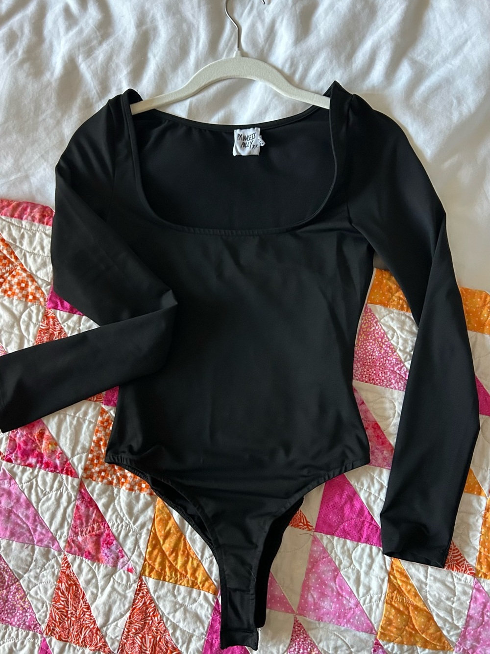 Princess Polly Black Scoop Neck Long Sleeve Bodysuit